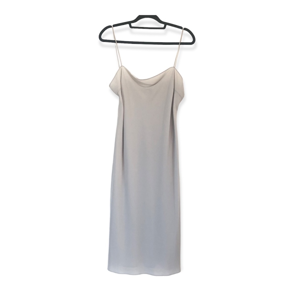 Pastel blue semi-sheer midi length Tahari slip dress women's size 14